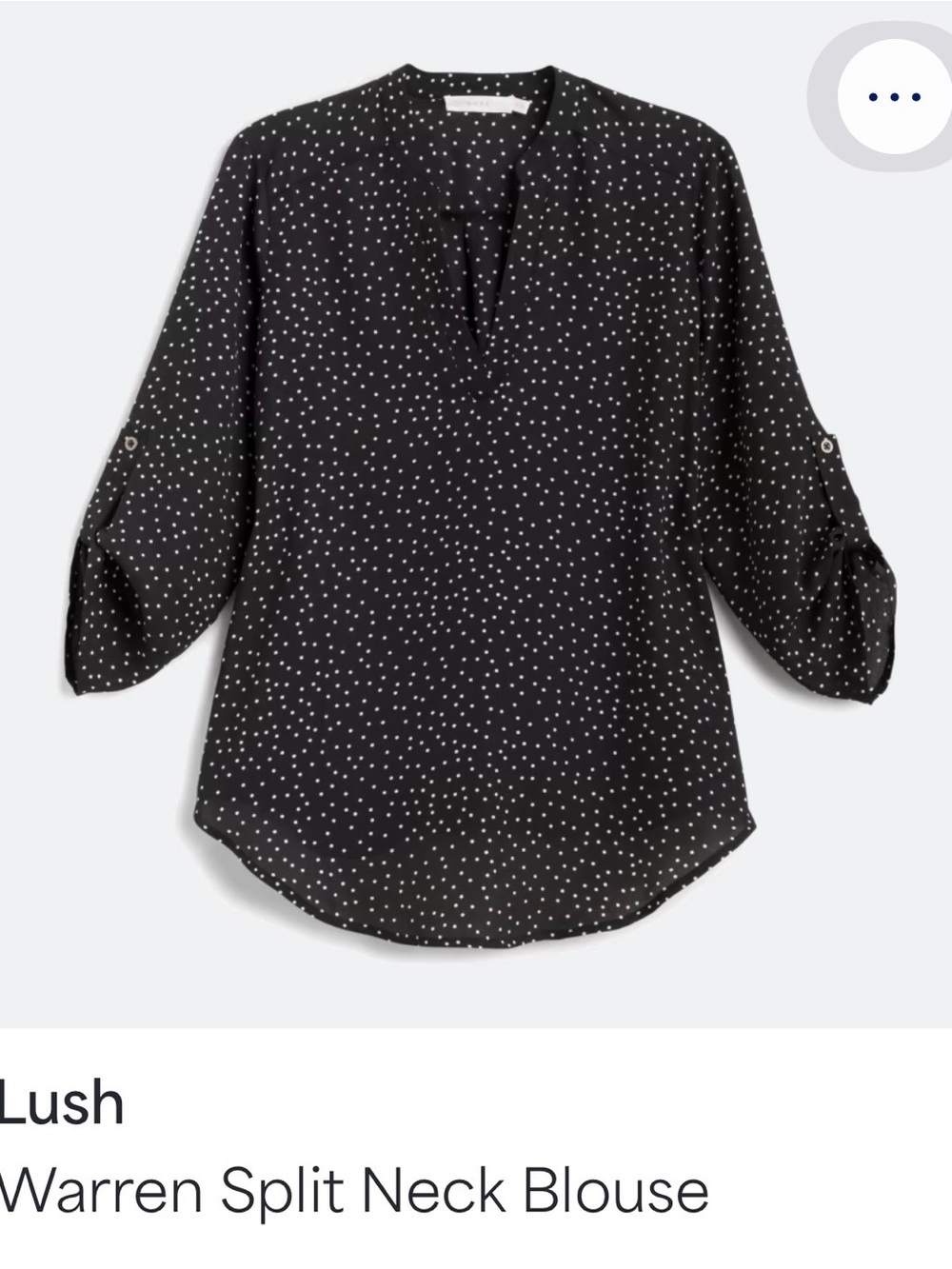 Lush Black Dot-Print Split Neck Blouse